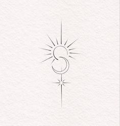 the letter s is drawn in black ink on white paper with a small sun above it