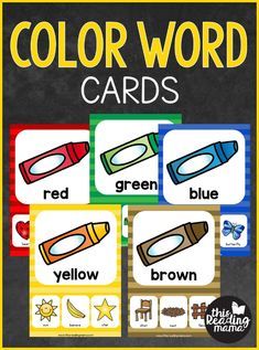 color word cards with pictures of different colors