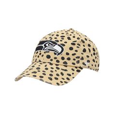 the new era hat in leopard print, featuring an eagle on it's visor