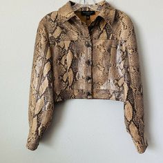 Python Print, Trucker Jacket, Tan Brown, Python, Vest Jacket, Polyester Spandex, Different Styles, Style Me, Fur Coat