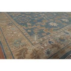 Rug Features: Style: Oushak Weave Type: Hand Knotted KPSI: 120 Knots Per Square Inch Age: New Condition: New, First Quality Primary Color: Navy Blue & Blues Color Details: Light Blue | Orange | Brown | Light Brown | Gray Size in Feet: 7' 11'' x 10' 0''… Blue Wool Rug, Blue Wool Rugs, Wool Carpet, Blue Wool, Orange Brown, Rug Store, Floral Botanical, 7 11, Rugs Online