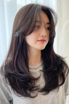 Korean Long Hair, Hair Style Korea, Hairstyle Tutorials, Layered Hairstyles, Trening Fitness