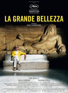 a movie poster with a man sitting on a bench in front of a statue and stars