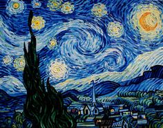 the starry night is shown in this painting