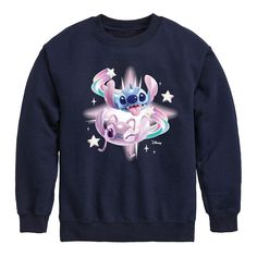 Add the finishing touch to your kid's outfit with this fun Lilo & Stitch Angel Stars Fleece. © Disney FEATURES Crewneck Long sleevesFABRIC & CARE Solid colors: cotton; Heather colors: cotton, polyester Machine wash Imported Size: X Large. Color: Navy. Gender: male. Age Group: kids. Stitch And Angel, Lilo Stitch, Disney Lilo, Fleece Sweatshirt, Lilo And Stitch, Fabric Care, Solid Colors, Age Group, Kids Outfits