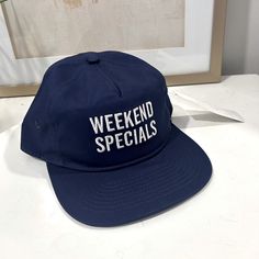 Nwt Weekend Special Flat Brim Hat With A Paneled Cotton Construction. Features Adjustable Snap Closure And Embroidery At The Front And Back “Coney Island Picnic.” This Versatile Piece Is A Subtle Statement. Rock It With A Trench Coat, Jean Jacket, Sweater, Or T-Shirt And It's A Win! Thank You For Shopping Our Special Brew #Brewedboutique Blue Snapback Hat With Letter Print For Summer, Navy Spring Cap, Blue Letter Print Hats For Summer, Blue Letter Print Hat For Summer, Blue Flat Brim Hat With Letter Print, Blue Letter Print Summer Hat, Casual Adjustable Hats From Urban Outfitters, Blue Summer Hats With Letter Print, Urban Outfitters Curved Brim Hat For Spring