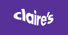 the word claire's written in white on a purple background