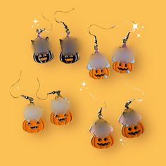 ~*Super cute cartoon halloween earrings*~  ♡  Metal enamel character charms ~ please note: there may be some slight imperfections in the paint  ♡ Gold colour 925 sterling silver hooks; please see my add-on listings for alternatives including clip-ons! ✨  I ship within 3 - 5 working days unless otherwise stated. All items will be sent first class (or tracked if you are not in the UK), if you prefer second class / standard shipping please message me. If your order is a gift or you require faster dispatch, please send me a message before ordering and I'll do my best to accommodate!  Please leave me a positive review if you like your items, and in the rare instance there is a problem please do message me before leaving a review so we can resolve.  Thank you for looking. Please find me on insta Cute Halloween Party Jewelry, Cute Halloween Earrings For Pierced Ears, Cute Orange Earrings For Halloween, Cute Orange Halloween Earrings, Cute White Halloween Earrings, Spooky Pierced Earrings For Halloween, Spooky Dangle Earrings, Novelty Halloween Pierced Earrings, Spooky Halloween Ear Wire Earrings