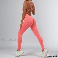 Olivia Mark - Performance-Grade Yoga Pants with Quick-Dry Fabric, Tummy-Control Fit and Seamless Design for Enhanced Workout Experience Pink Stretch Jumpsuits And Rompers, Fitted Orange Yoga Pants For Gym, High Waist Orange Activewear For Workout, Orange High Waist Activewear For Workout, Fitted Seamless Orange Bottoms, Pink Stretch Jumpsuits And Rompers For Gym, Pink Jumpsuits And Rompers For Gym, Stretch Orange Bottoms Solid Color, Stretch Orange Workout Pants