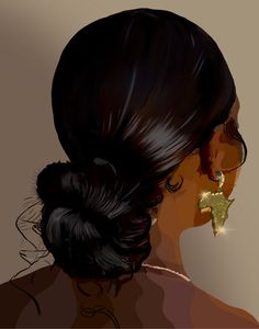 a digital painting of a woman's profile with her hair in a low bun