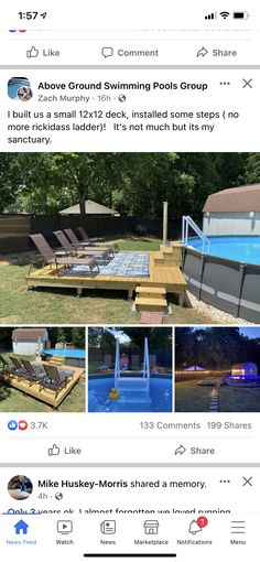 the facebook page for an outdoor swimming pool