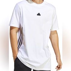 New With Tags Adidas Men’s White 3 Striped Shirt Size 2xl. Adidas Sporty Cotton Shirt, Sporty Adidas Cotton Shirt, White Casual Adidas Shirt, Casual White Adidas Shirt, Adidas Sports Shirt, Future Icon, Adidas Shirt, White Adidas, Striped Tee