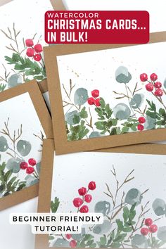 watercolor christmas cards in bulk with text overlay