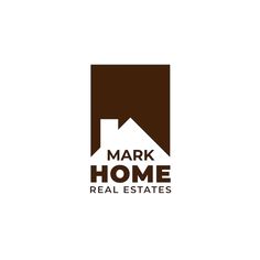 the mark home real estate logo is shown in brown and white, with an arrow pointing up