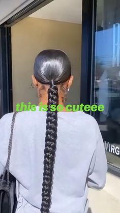 Gel Bolla, Low Braided Ponytail For Black Women, Sleek Ponytail Braid, One Long Braid, Cornrow Ponytail Styles, Sleek Braided Ponytail, Sleek Braid, Black Kids Braids Hairstyles, Natural Hair Bun Styles