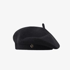 Knitted French Beret Hat Classic Winter Beret, Black Wool Beret Cap, Classic Winter Beret One Size, Classic Black Knitted Hat, Black Beret With Short Brim For Fall, Black Wool Beret, Classic Beret For Winter, Casual Black Beret For Winter, Black Brimmed Beret For Fall