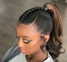 Black Ponytail Hairstyles, American Hairstyles, Easy Hairstyles For Medium Hair, Ponytail Hair Extensions, Braided Ponytail Hairstyles, A Pony, Hair Ponytail Styles, Ponytail Hair, A Ponytail