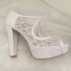 12 cm heel size option High Heel Wedding Shoes Ivory ,white and black color options These shoes will look great on you along with your wedding dress at your wedding. Everyone's eyes will be on you. Wedding Shoes With 4-inch Open Heel, Cream Lace Open Toe Heels, White Open Toe Evening Wedding Shoes, White Lace Wedding Shoes With Ankle Strap, White Heels With Deep Heel Cup, Open Heel, White Open Toe Heels For Wedding Reception, White Open Toe Heels For Bridal Shower, White Open Toe Platform Wedding Shoes, White Lace Ankle Strap Wedding Shoes