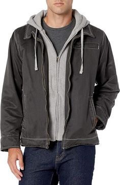 This winter cloth for men is highly trending in 2024 and is our most unique, rugged casual jacket that can be worn with or without the removable hood and inner placket. The cotton fleece hood has an attached front zippered placket to add to the layered look. The cotton suede exterior has the timeless style of aged leather. Winter Clothes For Men, Cloth For Men, Male Wedding Guest Outfit, 80s Fashion Men, Mens Rugged, Winter Outfits Men, Clothes For Men