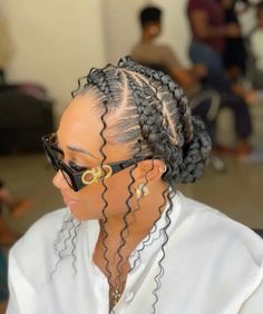 Braids Into Low Bun, Faux Loc Hairstyles, Boho Cornrows, Loc Hairstyles For Women, 27 Piece Hairstyles, Curly Braided Hairstyles, Butterfly Stitch, Boho Braided Hairstyles, Cornrows Natural Hair