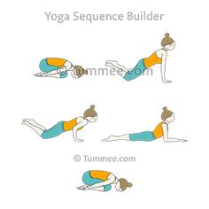 a woman doing the yoga sequence in different positions