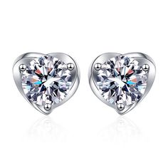 These Four Claw Heart Moissanite Stud Earrings feature a timeless design that will sparkle for generations. Crafted with four claws, this setting ensures maximum durability and brilliance while the heart cut enhances the fiery luster of the Moissanite. Perfect as a gift. Product Details: Material: 925 Sterling Silver Stone: Moissanite Diamonds/D /0.5 carat Weight: about 1.75g Size: 5mm SKU: AE23110319 Keywords: moissanite earrings, moissanite stud earrings, moissanite earrings studs, moissanite Heart Cut Cubic Zirconia Earrings With Prong Setting, Formal Round Cut Heart Earrings With Cubic Zirconia, Formal Round Cut Cubic Zirconia Heart Earrings, Diamond White Heart Earrings In Cubic Zirconia, Diamond White Brilliant And Heart Cut Earrings, Brilliant Cut Cubic Zirconia Heart Earrings, Formal Heart Cut Cubic Zirconia Earrings, Round Brilliant Cut Cubic Zirconia Heart Earrings, Diamond White Round Cut Earrings For Valentine's Day