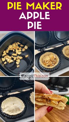 the steps to making pies are shown in three different pictures, including an apple pie and