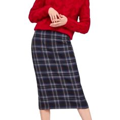 Tartan Plaid Bubble/Balloon Hemmed Midi Skirt. Size Xs. New With Tags. Material Is A Gauze Like Fabric. Side Zip Closure. Fully Lined. 50% Polyester, 40% Cotton, 1% Other Fibers. Length: 33'', Waist: 26''. Tan Midi Skirt, Blue Pleated Skirt, Ruched Midi Skirt, Faux Leather Midi Skirt, Midi Skirt With Pockets, Holiday Skirts, Style Bubble, Midi Pencil Skirt, Distressed Denim Skirt