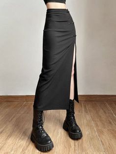 Asymmetrical Pattern, Natural Dresses, Slim Fit Skirts, High Waist Long Skirt, Long Skirts For Women, England Fashion, Baggy Pants, Mode Inspo, Looks Style