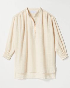 A feminine and flowy oversized blouse made from 100% cotton with subtle jacquard texture. Super soft and versatile. 100% Cotton.Delicate Wash or Dry CleanMade in PortugalAvailable in One SizeComfortably fits XS-LLength 53”Chest 17” Oversized Blouse, High Quality Design, Cotton Blouses, Linen Pants, Slow Fashion, Oversized Fits, The Story, Salt, Texture