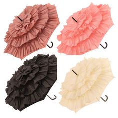 Ruffled parasols. Pretty Umbrellas, Rainy Summer, Kei Visual, Rainy Wedding, Girly Style