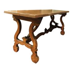 an old wooden table is shown against a white background