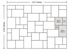 the size and width of a brick floor with measurements for each tile area in it