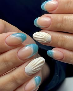 Vacation Nail Designs, Teen Nails, Wave Nails, Beach Nail Designs, Beachy Nails, Mermaid Nails, Cute Gel Nails