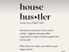 an ad for house hustler, with the caption's description below it