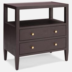 an end table with two drawers and one drawer on the bottom, against a white background