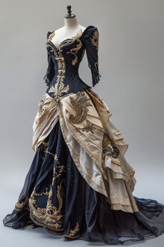 Antique Ball Gowns, Old Vintage Dresses Victorian, Rococo Ball Gown, Cultural Prom Dresses, Victorian Style Prom Dress, Old Outfits 1800, Victorian Era Dresses Gowns, 1800s Dresses Victorian Gowns, Victorian Era Dresses Aesthetic