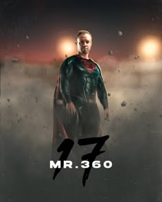 a man in a superman movie poster with the number seven on it