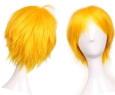 PRICES MAY VARY. Unisex short loose fluffy shaggy style,popular for women men male boys role-playing,you can do any style easily. Imported heat resistant synthetic hair fibers,Wig needs to re-style by yourself when receive because it may be flat and squeezed after long term transportation. Breathable wig cap with adjustable straps,which can fit different head size,the inside net around 21-23nch. Fashion for cosplay,anime,funny party,costume,carnival,halloween,masquerade,fancy dress,weddings,dati Dress Hairstyle, Cosplay Cartoon, Cartoon Party, Straight Hair Wig, Hinata Cosplay, Yellow Costume, Mens Wigs, Cosplay Hair, Short Straight Hair