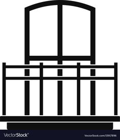 a black and white silhouette of a bed with bars on the top, against a white background