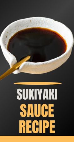 sukiyaki sauce recipe in a white bowl with chopsticks on the side