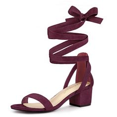 Shop Allegra K for open toe block heel lace up ankle strap sandals you are looking for, get more women's chunky heel for yourelf. Order now! Free Returns! Date Night Shoes, Lace Up Sandal Heels, Burgundy Heels, Womens Chunky Heels, Block Heel Shoes, Chunky Heels Sandals, Low Block Heels, Lace Up Sandals, Lace Up Heels