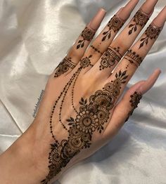 a woman's hand with henna tattoos on it