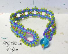 two bracelets with beads and a blue bead