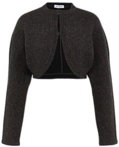 Elegant Fitted Wool Cropped Jacket, Elegant Cropped Fitted Sweater, Elegant Fitted Cropped Sweater, Elegant Cropped Sweater For Fall, Elegant Wool Cropped Jacket For Winter, Formal Long Sleeve Shrug For Fall, Cropped Evening Outerwear For Fall, Fitted Cropped Shrug For Layering, Elegant Black Cropped Sweater For Winter