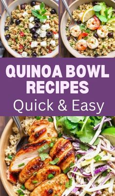 quinoa bowl recipe with chicken, rice and vegetables