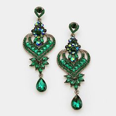 Emerald Green Rhinestone Long Earrings Emerald Green Pageant | Etsy Green Crystal Chandelier Earrings For Party, Green Jeweled Chandelier Earrings For Wedding, Glamorous Green Jeweled Earrings, Glamorous Green Chandelier Earrings For Wedding, Green Chandelier Earrings For Evening, Glamorous Green Chandelier Earrings For Evening, Glamorous Green Jewelry With Rhinestones, Glamorous Green Dangle Chandelier Earrings, Glamorous Green Rhinestone Jewelry