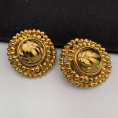 "Please read and understand all 100% Authentic YSL Vintage Gold Plated Round Shape Clip-On Earrings Hardware: Gold plated Overall Condition: Good pre-owned condition. Come with: nothing This item have mostly normal wear consistent with age and use that are part of the vintage particular charm. Delivered with a jewellery box, not the original box. Measurements approximate: L3.5 H3.8 cm Condition Descriptions New - Brand-new, not previously worn or owned. Undamaged and shows absolutely no signs of Designer Gold Clip-on Round Earrings, Designer Gold Clip-on Earrings, Designer Gold Drop Clip-on Earrings, Designer Gold Round Earrings, Designer Gold-plated Earrings, Classic Gold Cluster Earrings For Formal Occasions, Designer Gold Earrings For Evening, Luxury Gold Plug Earrings For Formal Occasions, Formal Luxury Gold Plug Earrings