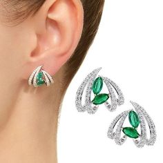 Gorgeous Green CZ Claws Shape Stud Earrings – Glam Duchess Green Cubic Zirconia Diamond Drop Earrings, Green Diamond Drop Earrings With Prong Setting, Green Cubic Zirconia Earrings For May Birthstone, Green Cubic Zirconia Fine Jewelry Earrings, Green Cubic Zirconia Earrings Fine Jewelry, Green Diamond Earrings With Sparkling Stones, Green Cubic Zirconia Gemstone Earrings, Elegant Green Cubic Zirconia Crystal Earrings, Elegant Green Cubic Zirconia Earrings