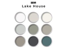 the color scheme for lake house is shown in white and gray, with different shades